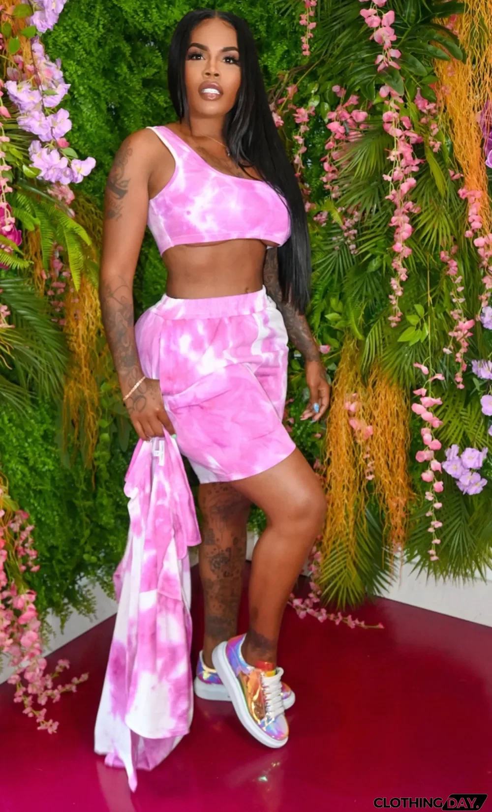 Summer Tie Dye Three-Piece Shorts Set