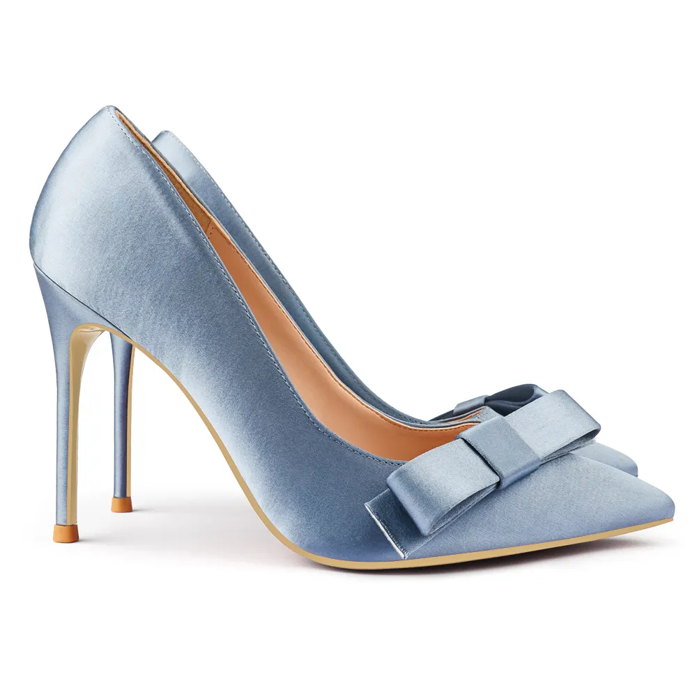 100mm Bow Fashion High Heels Sexy Prom Silk High Heels Stiletto Heels-vocosishoes