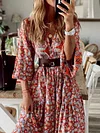 Ethnic Printed Flared Sleeves Maxi Dress