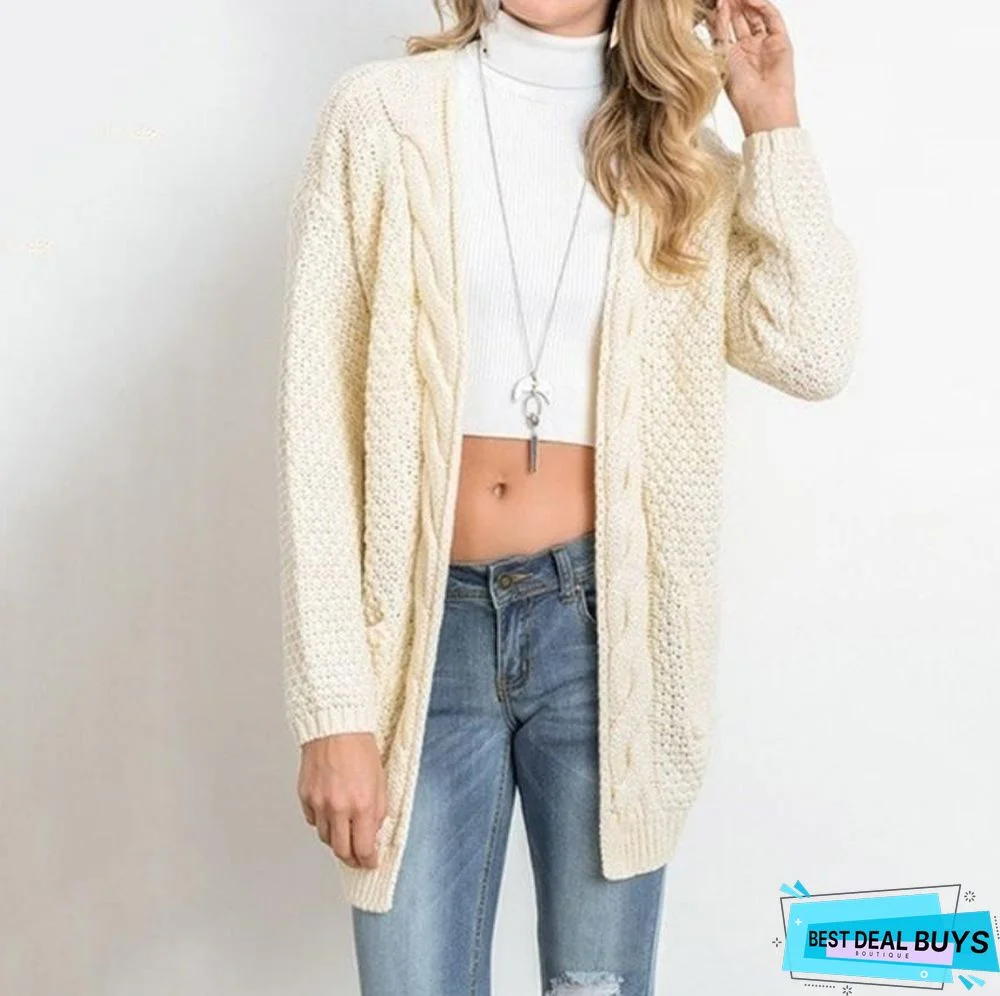 Women's Long Sleeved Cardigan Sweater