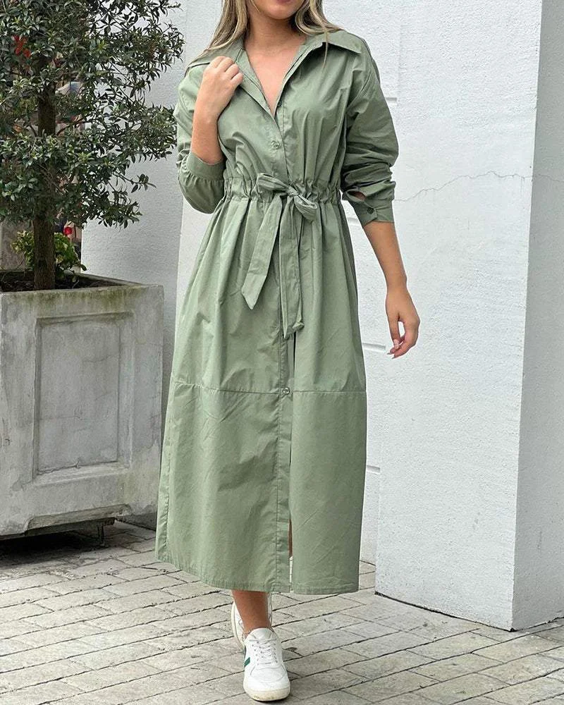 Casual lace-up midi dress