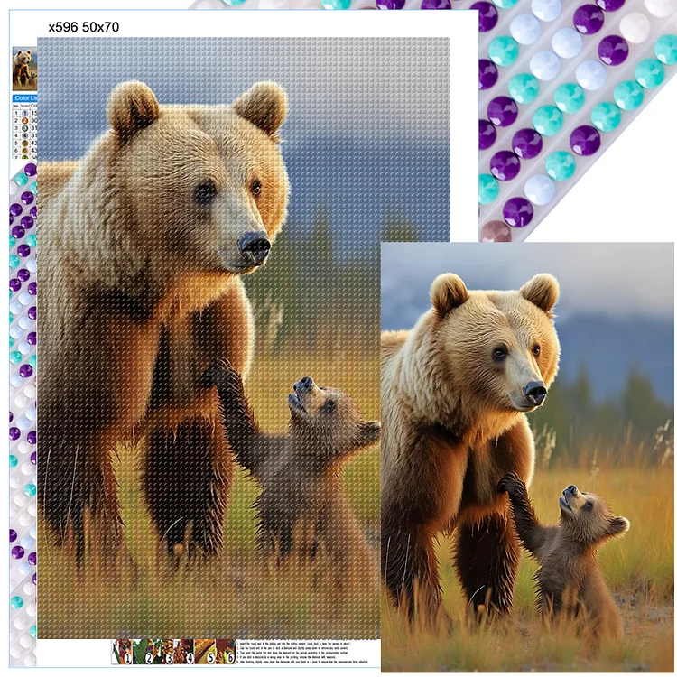 Mother Bear and Baby Bear  - Full Round - Diamond Painting (50*70cm)