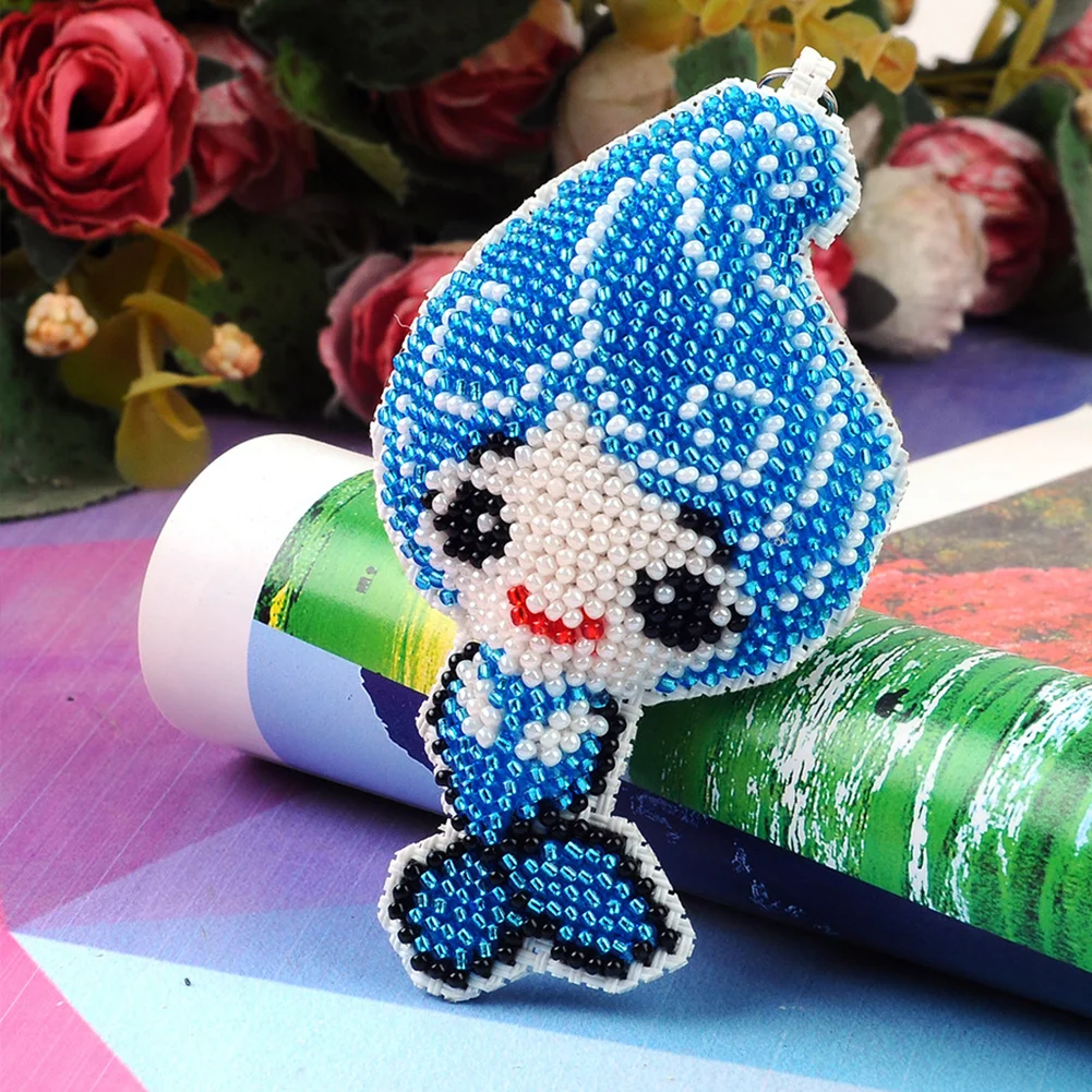 2pcs Mermaid Dolphin - Stamped Bead Embroidery - Keychain