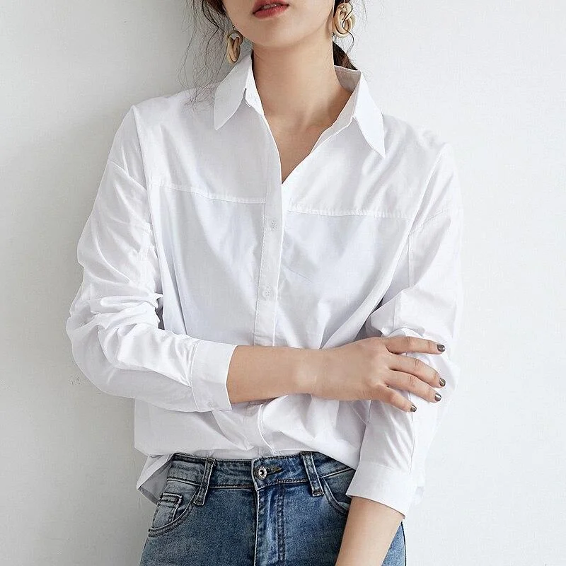 Spring White Women's Shirt Feminine Blouse Top Full Sleeve Casual Loose Female Shirts OL Style Women Blouses blusas mujer