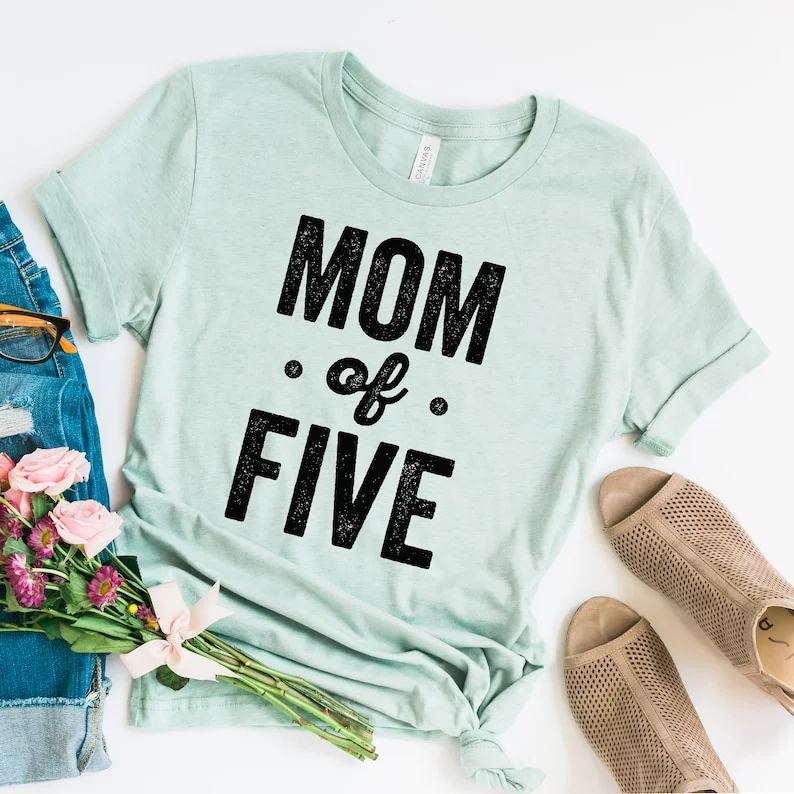 Mom Of Five Shirt - 5 Kids Children - Mom Of Multiples - Cute Unique Mothers Day Shirt - Daughter In Law - Gift For Her - Unisex Graphic Tee