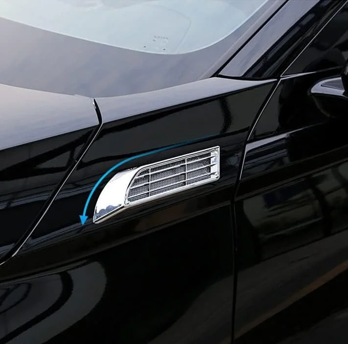 Universal Car Exterior Accessories -- Hood Scoop For Cars, Car Hood Vents With Cool Solar Warning Light, Car Vent Accessories. Cars, Pickup Trucks, SUVs, Exterior Automotive Accessories, A Pair. ( Col