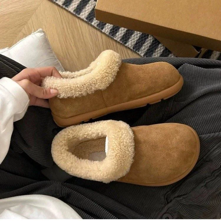 Breakj Breakj Soles Of A Foot Pedal All-Inclusive Birken Shoes Women's Winter 2025 New Plus Velvet Warm Cotton Shoes Small Potatoes Hairy Snow Boots