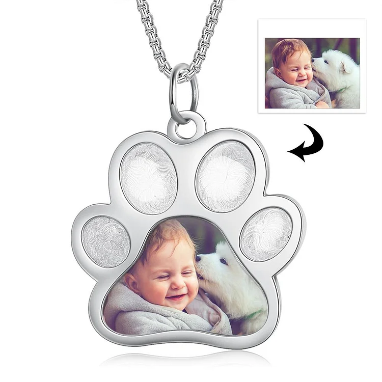 Personalized Paw Necklace Custom Photo Necklace Gifts For Her