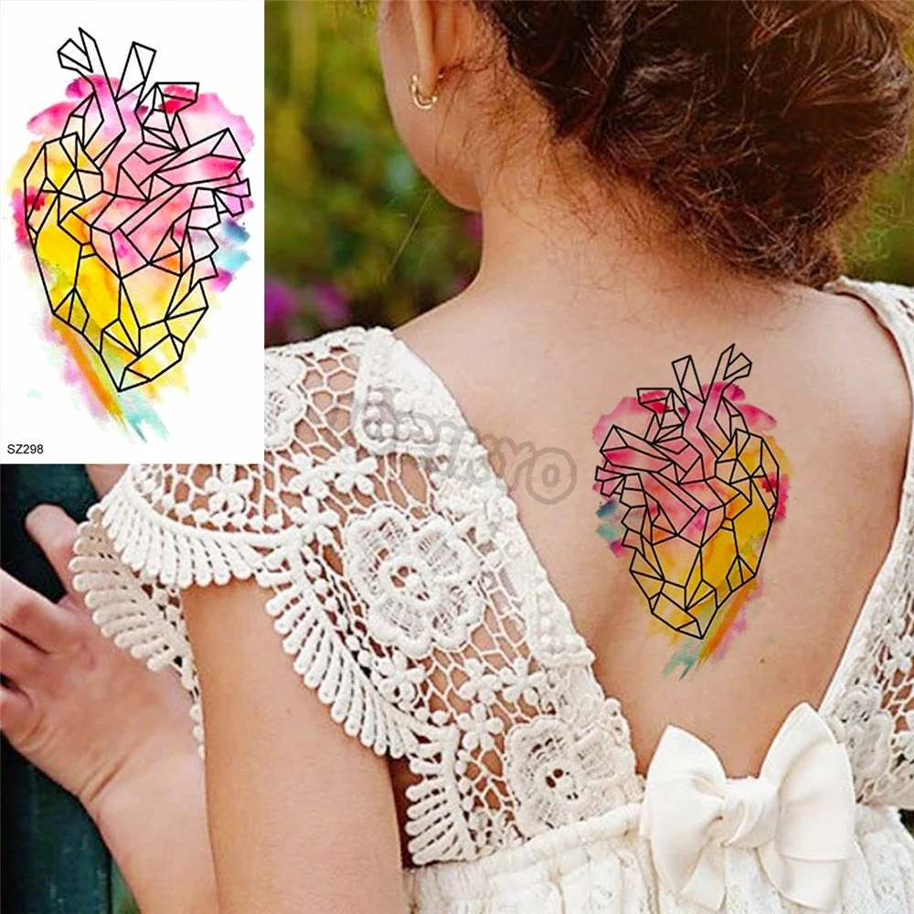 Colorful Dinosaur Temporary Tattoos For Kids Girls Rose Flower Lavender Hummingbird Fake Tattoo Sticker Forearm Neck Tatoos Show