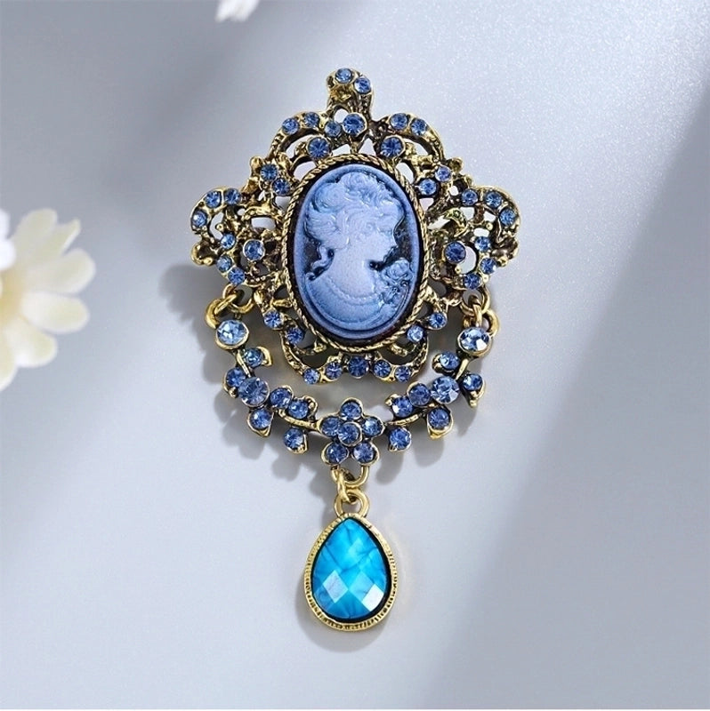 Retro Pin Portrait Alloy Plating Rhinestones Women’S Brooches
