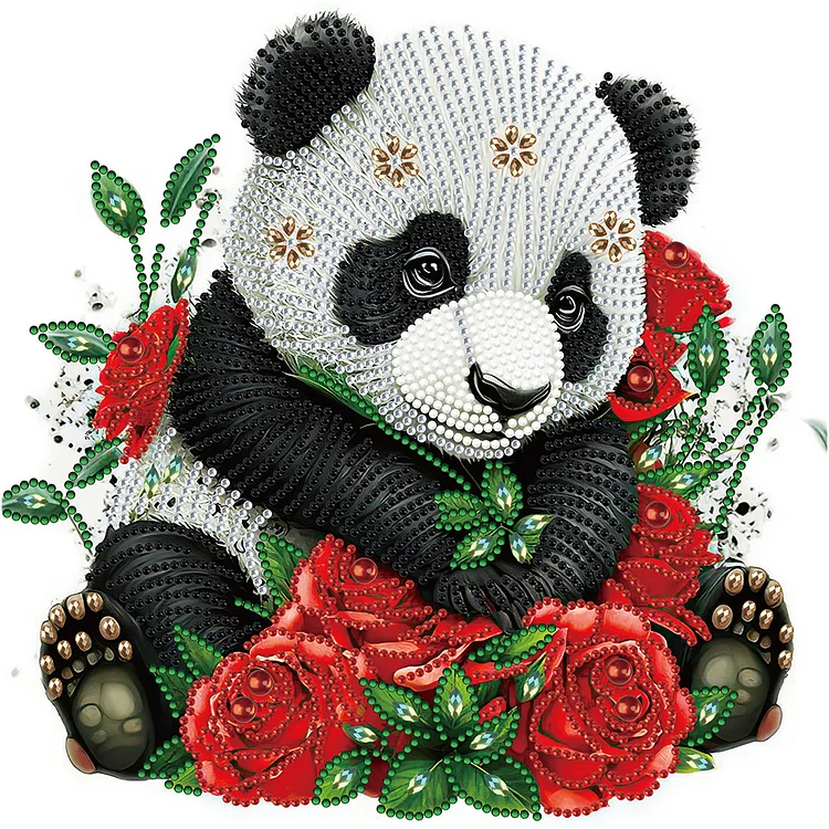 Rose Panda 30*30CM(Canvas) Special Drill Diamond Painting gbfke