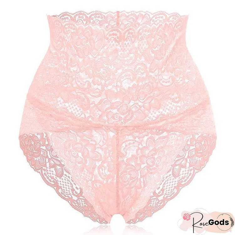 Plus Size High Waisted Lace Tummy Shaping Panty