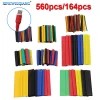 750/530/328/560pcs Insulated Heat Shrink Tubing Wire and Cable Wrap Assortment Electrical Insulation Heat Shrink Tubing Kit with Box (5 Colors/12 Sizes), Black, Red, Blue, Yellow, Green