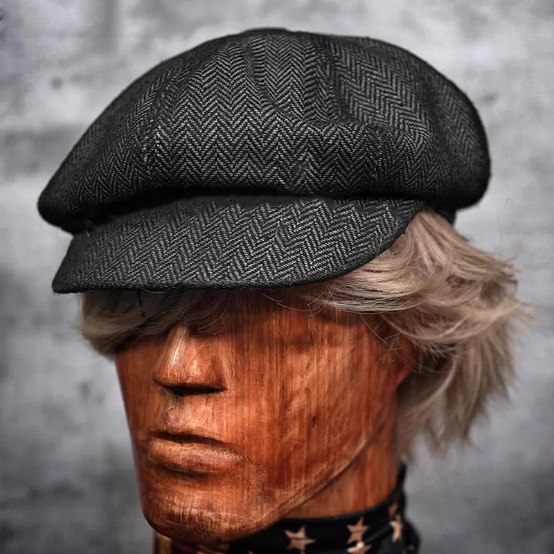 Vintage Woolen Striped Octagonal Hat