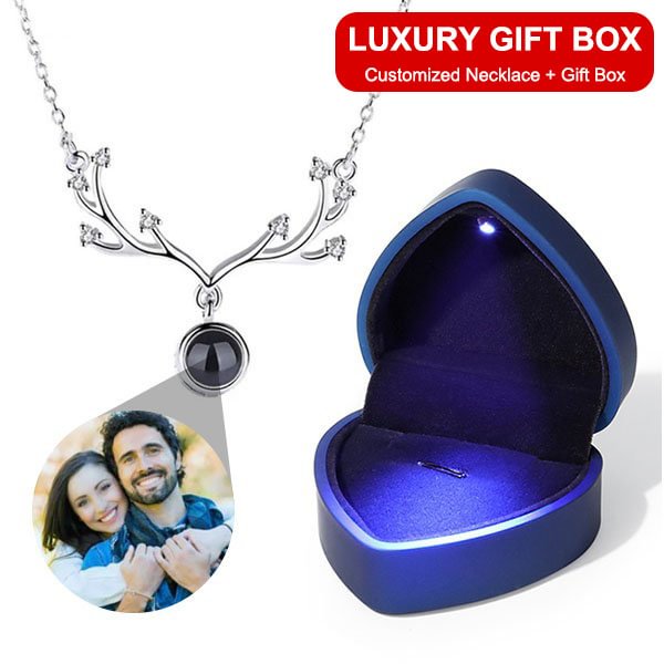 Sterling Silver- Multi-zirconium antlers Projection Necklace Gift