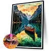 Diamond Painting-DIY Full Round Drill Lake And Boat
