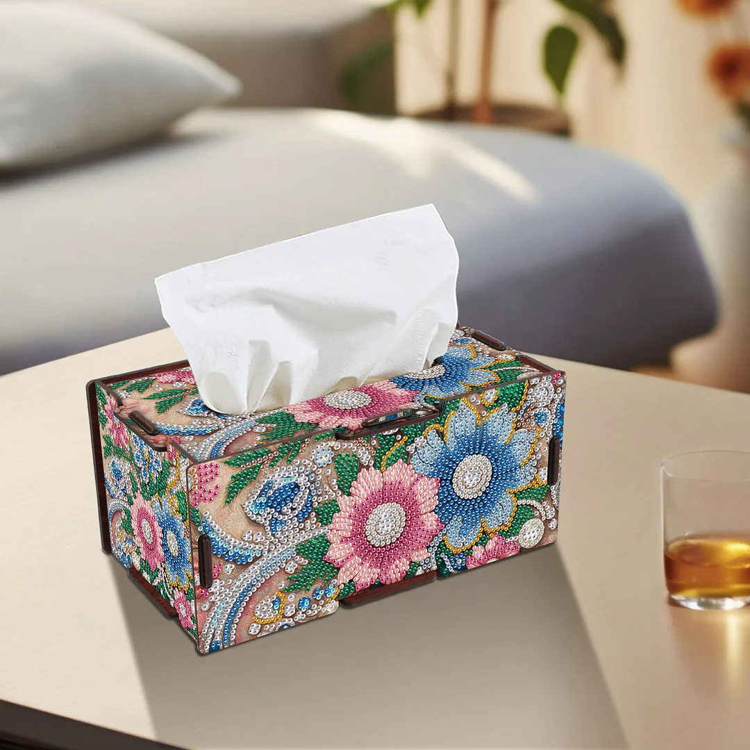 Wooden Diamond Painting Tissue Box for Home and Office Decoration (ZJH041)