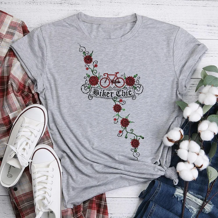 Bike Roses  T-Shirt Tee-06004-Annaletters