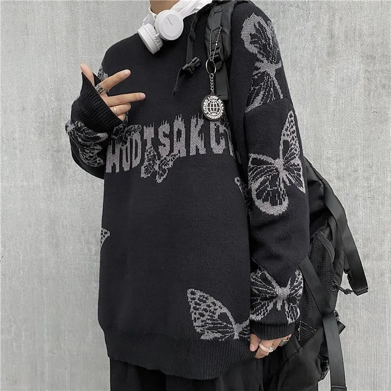 Goth' Dark Black Gothic Grunge Harajuku Butterfly Sweater