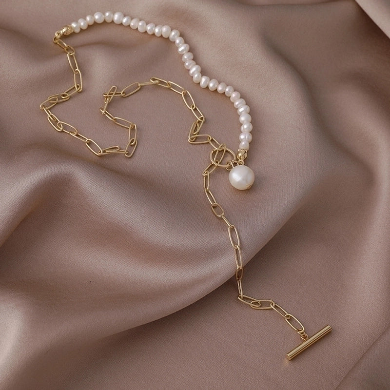 Alloy Freshwater Pearl Copper Fashion Solid Color Irregular Necklace