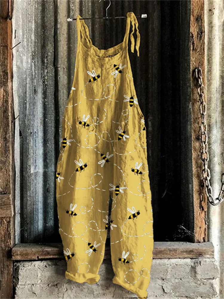 Wearshes Flying Bees Embroidery Pattern Casual Jumpsuit