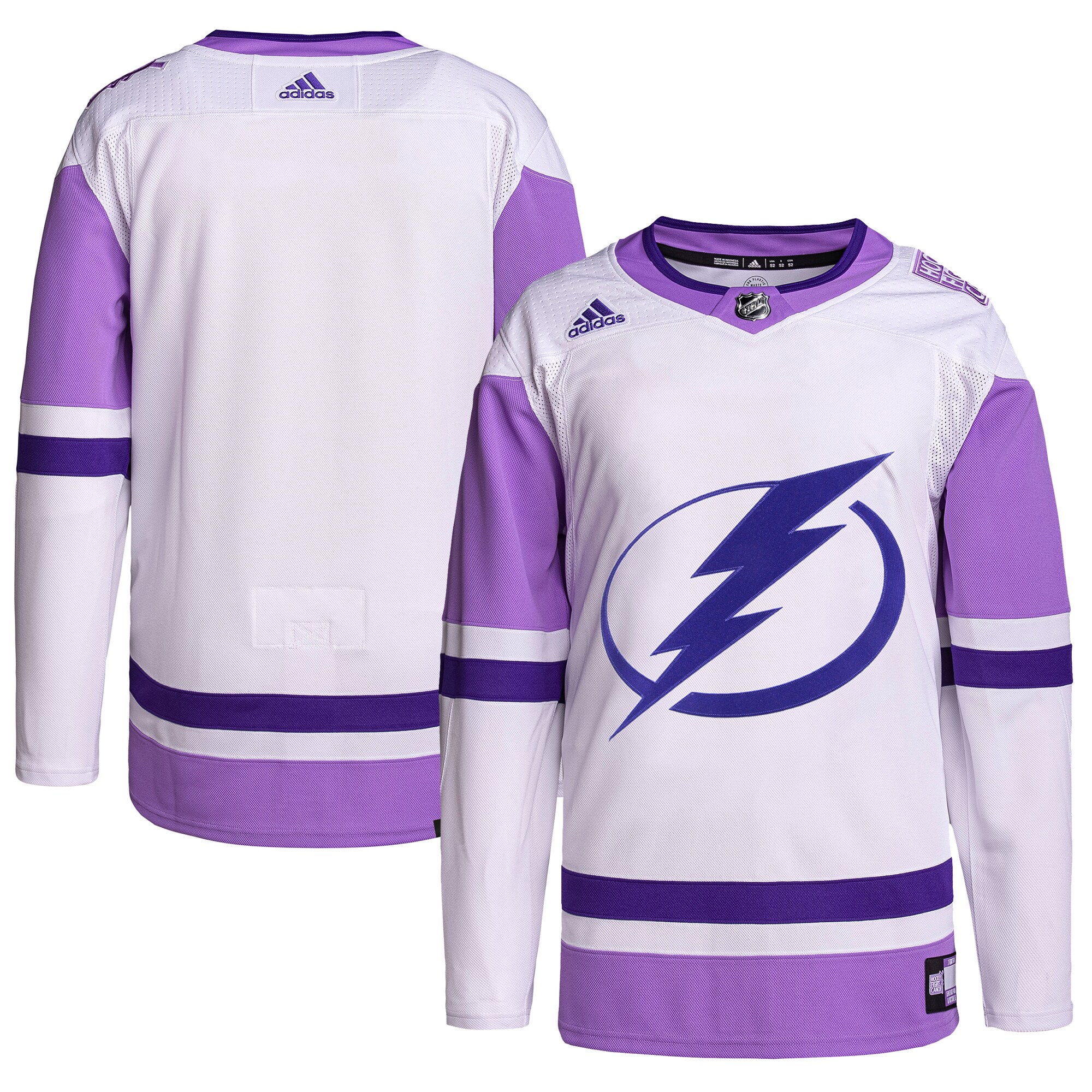 Tampa Bay Lightning  Hockey Fights Cancer Primegreen  Blank Practice Jersey – White/Purple mysite