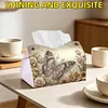 Retro Butterfly DIY PULeather Diamond Painting Tissue Box for Adults Beginners Gem Art Painting Napkin Holder for Living Room Bedroom Bathroom Table Decor