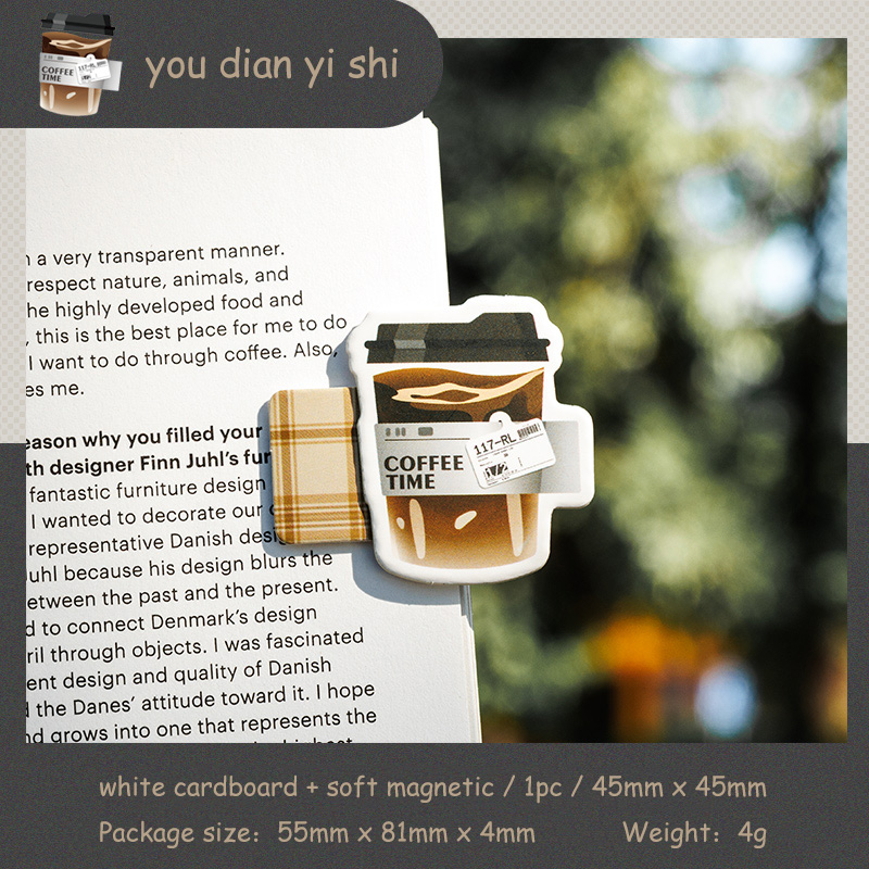 Journalsay 1 Pc Coffee Slow Time Series Vintage Coffee Theme Special Shaped Magnetic Bookmark