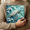 (25x25cm)DIY Turtle Framed Handmade Pearl Painting Art Craft Kit Living Home Decor