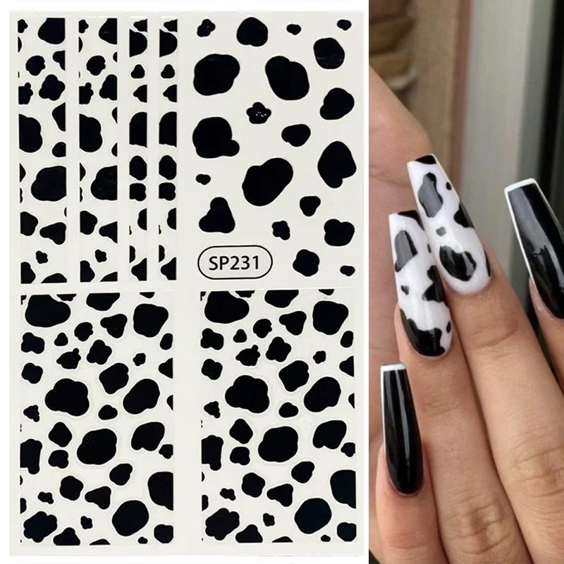 1PC Zebra Serpentine 3D Nail Stickers Fluorescence Green Leopard Prints Sliders Animal Skins Nail Art Decoration For Manicures