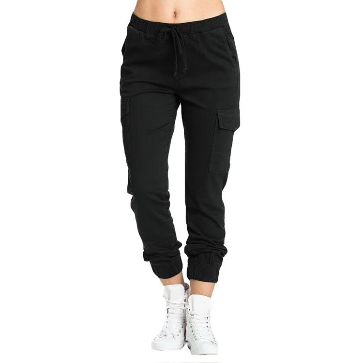 Women's Pants Pocket Solid Color Comfortable Casual Cargo Pants