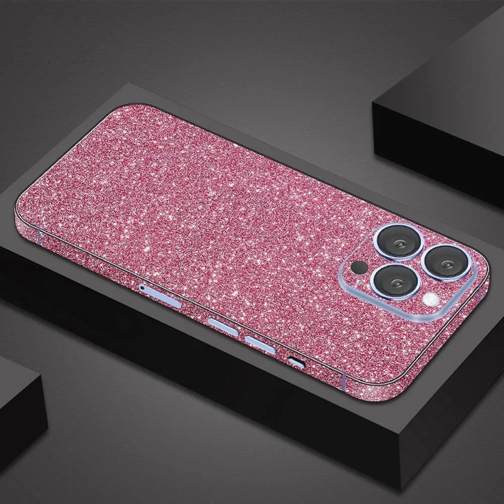 Compatible with iPhone 13 Pro Max Bling Glitter Sticker Skin Wraps Shiny Sparkle Cute for Women Girls Girly Luxury Sticker 2 Pack Rainbow