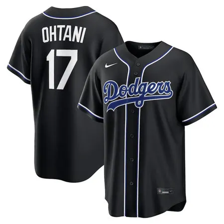 Youth Los Angeles Dodgers #17 Shohei Ohtani Nike Fashion Replica Black Out Jersey
