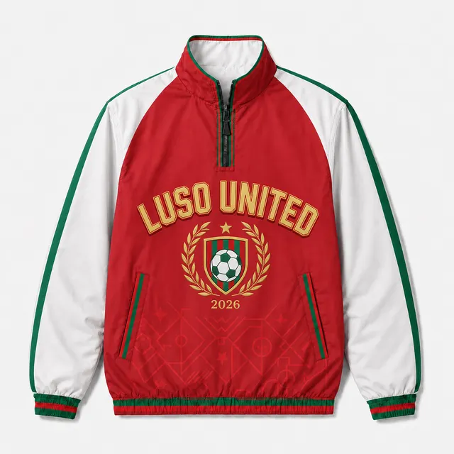 Varsity Luso United Red Half Zip Pullover