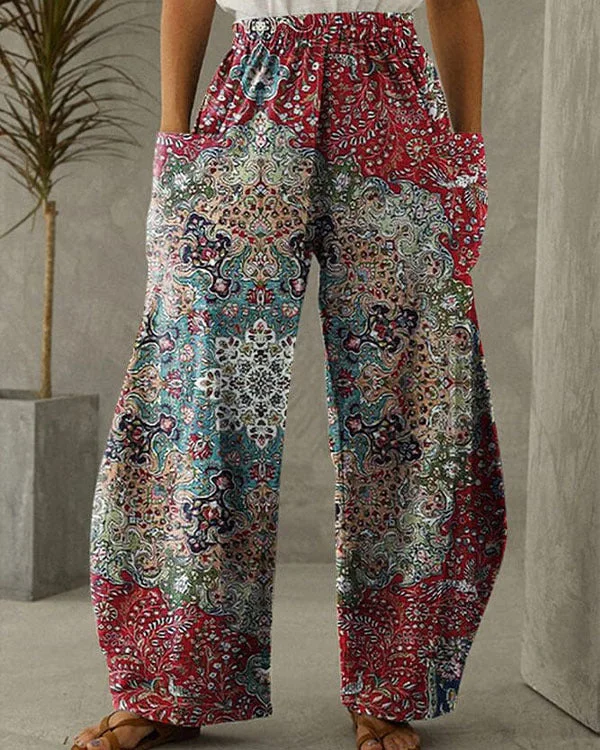 Stylish High Waist Allover Floral Wide Leg Pants