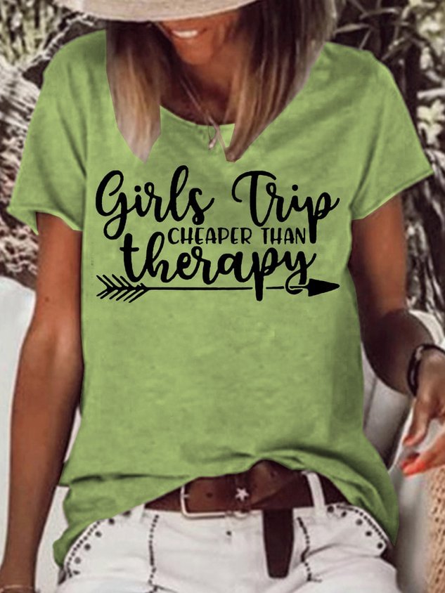 Womens Girls Trip Cheaper Than Therapy Casual Short Sleeve T-Shirt