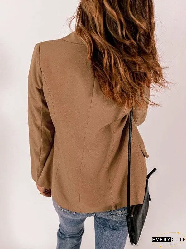 Solid Lapel Button Long Sleeve Blazers
