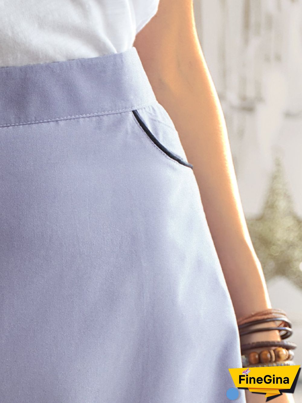 Solid Casual Pockets Skirt