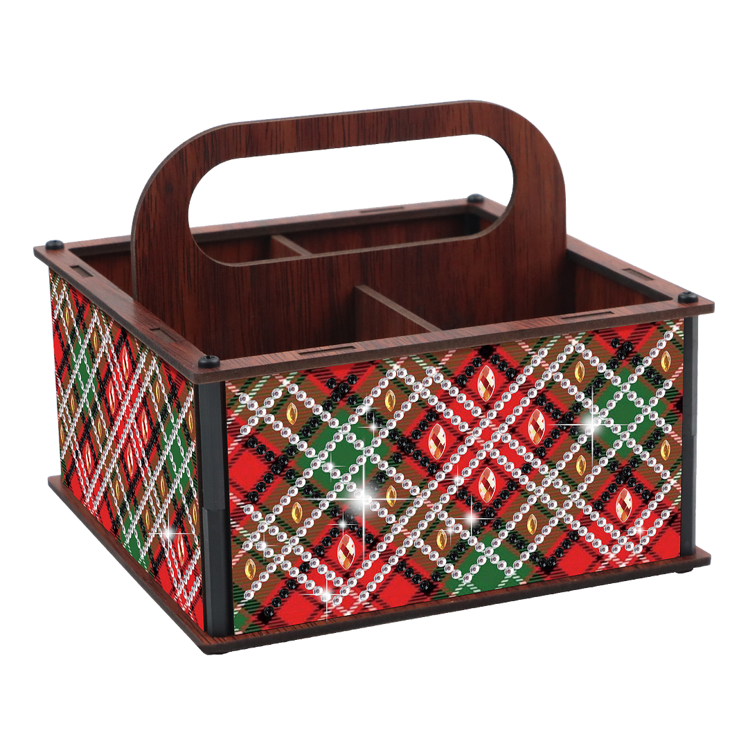 DIY Pattern Wooden Diamond Painting Handheld Storage Box Kit Tabletop Art Decor