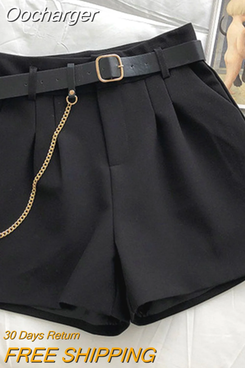 Oocharger Chians Women Shorts Solid 2023 Spring Summer High Waist Ropa Mujer Vintage Korean Fashion Short Femme Zipper