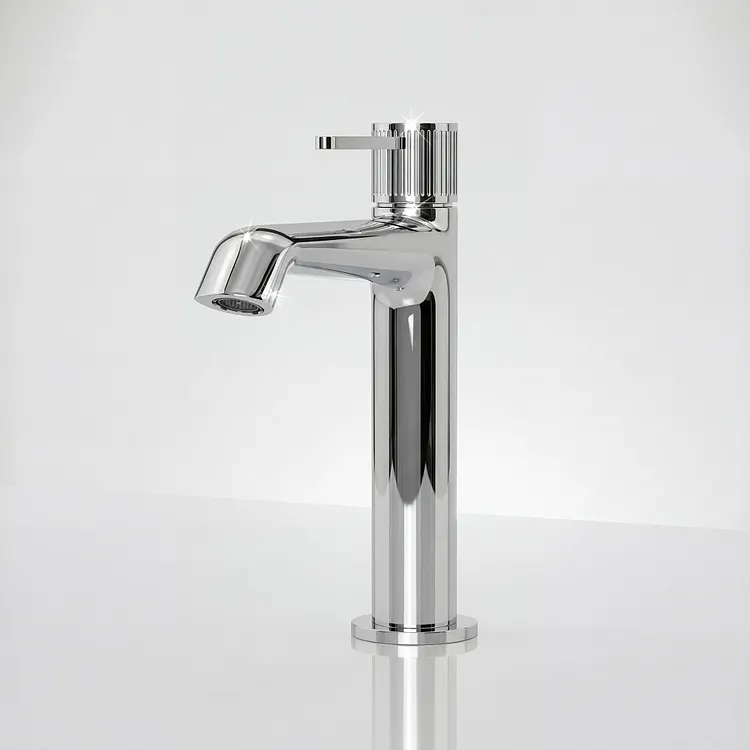 EVERSTEIN Modern Industrial Bathroom Sink Faucet in Polished Chrome