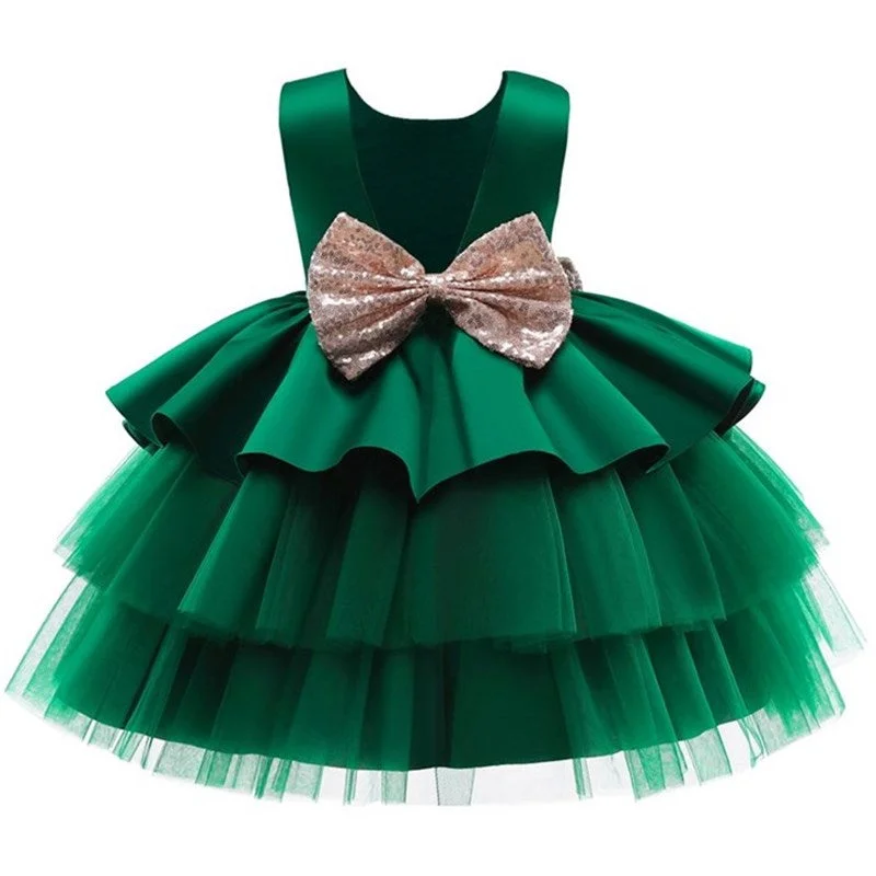 Toddler  Baby Girl Dress  Big Bow Baptism Dress for Girls First Year Birthday Party Wedding Dress Baby Clothes Tutu Fluffy Gown