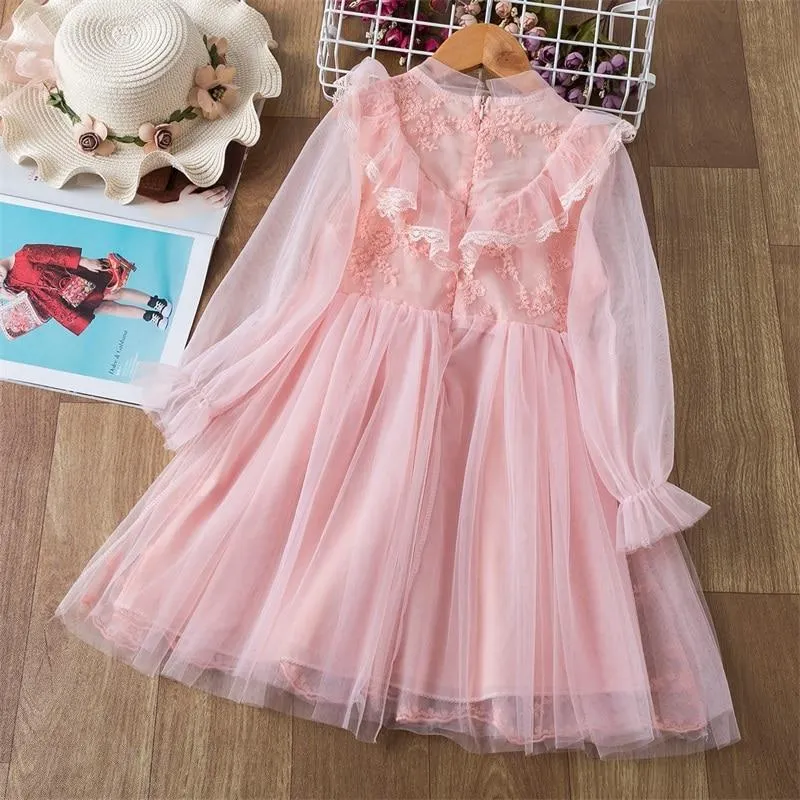 Winter Girls Dress 2021 Girls Clothes Princess Party Dress Backless Lace Tutu Layered Dress Elegant Ceremony Teenage Costume