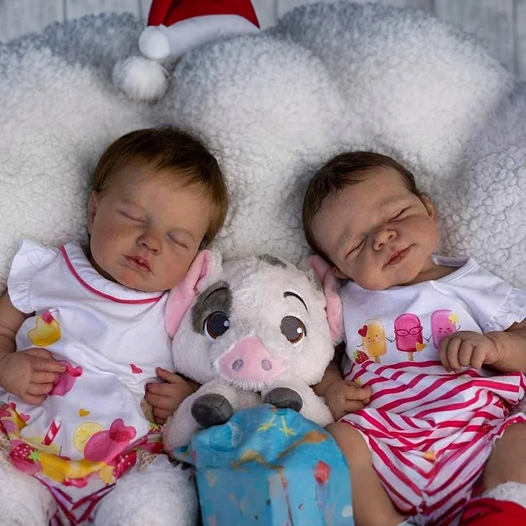[New] 17"& 20" Real Lifelike Twins Girl Sisters Sleeping Reborn Baby Doll Doldter and Elinawe