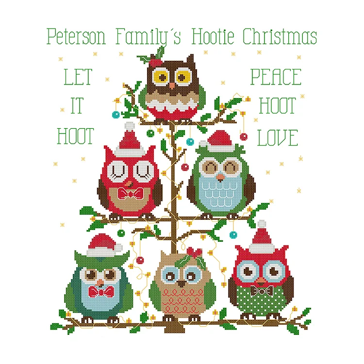 Joy Sunday Christmas Owl 14CT Stamped Cross Stitch 36*41CM