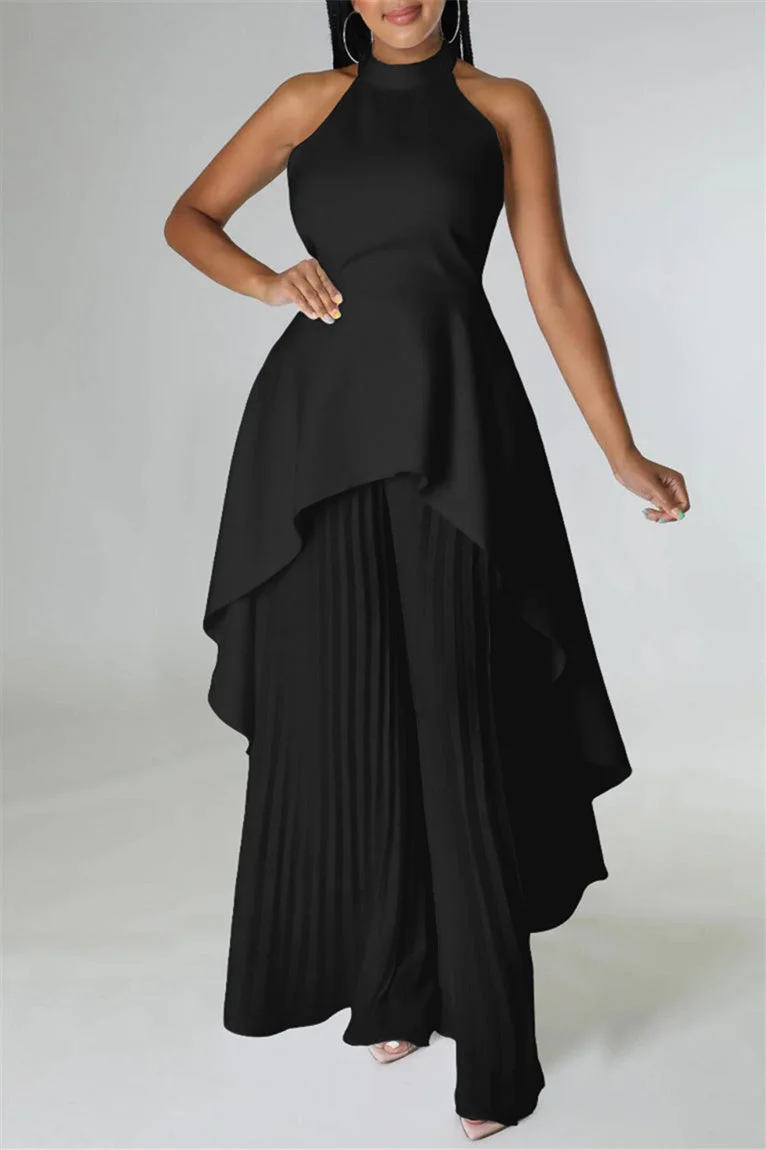 Stylish Backless Pleated Suit