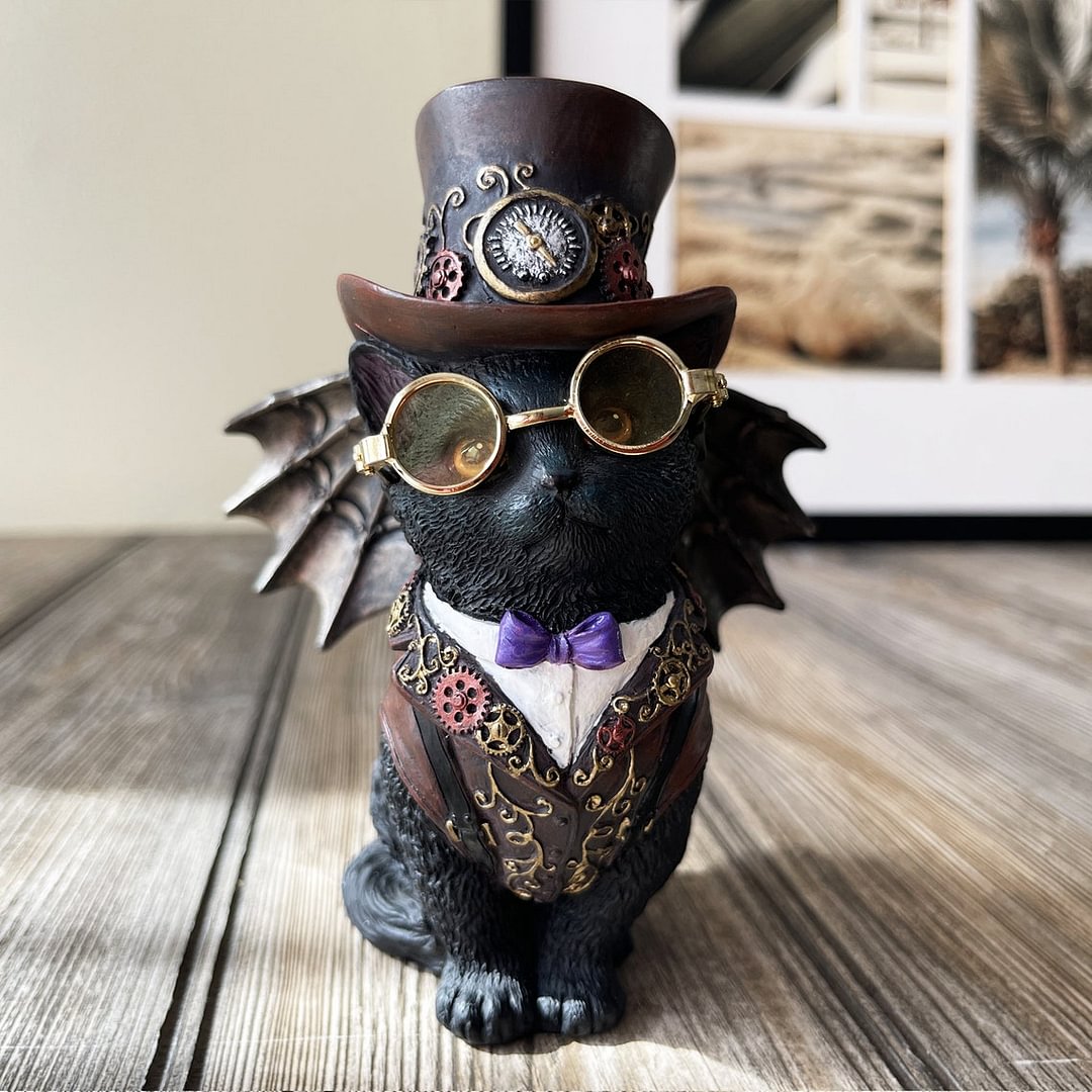 🔥2023 New Year Sale🎁Steampunk Victorian Inventor Cat With Top Hat