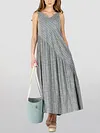 Striped Sleeveless Camisole Panel Long Dress