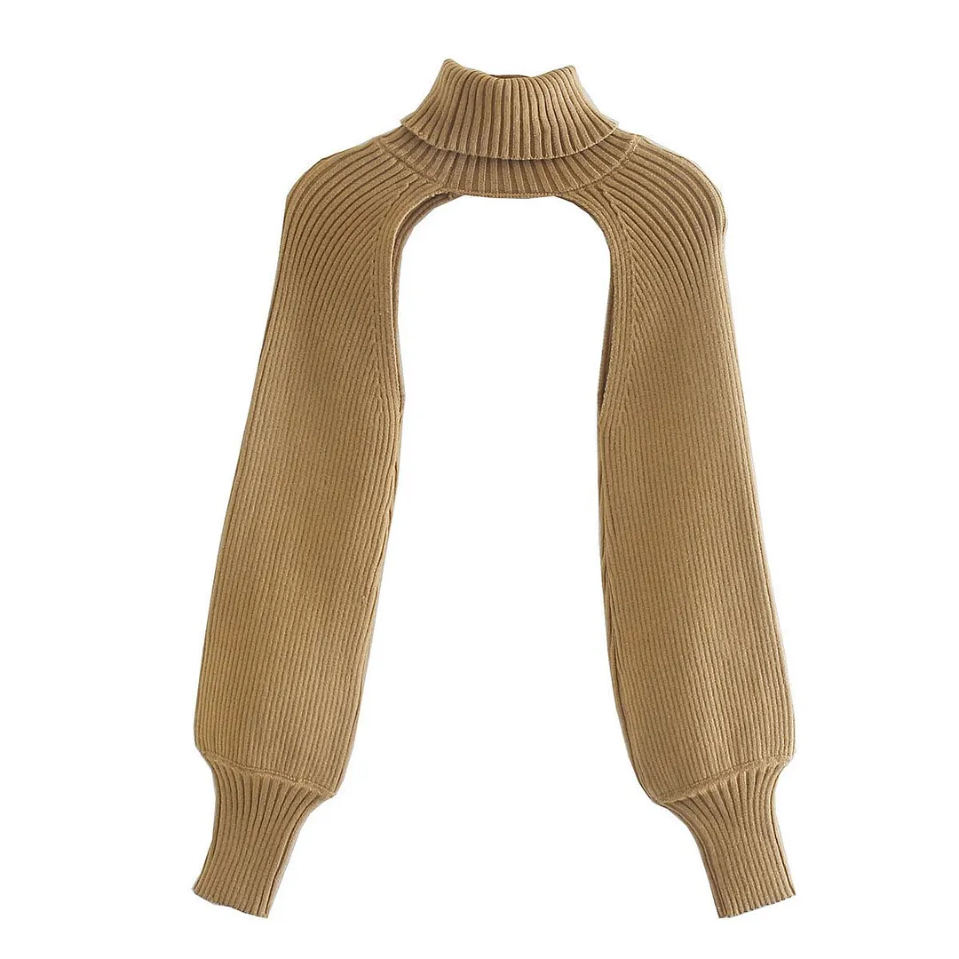 Spring and summer women's sweater casual solid color high neck long sleeve sweater