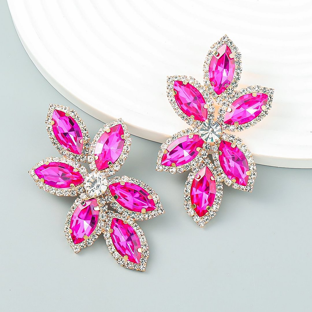 Rhinestone Flower Shaped Women's Earrings Party Jewelry